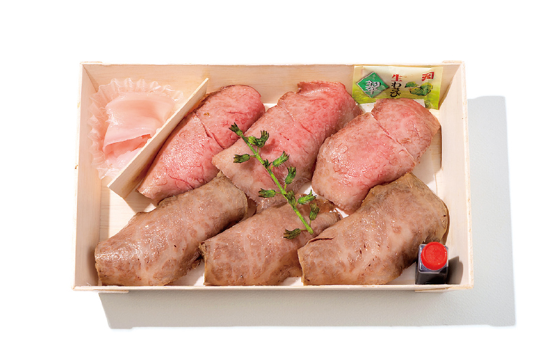 和牛の肉寿し　霜降り＆赤身